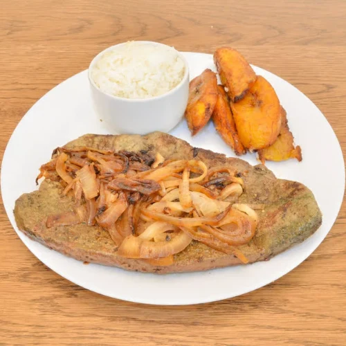 Liver Steak - Tender liver steak with onions.
