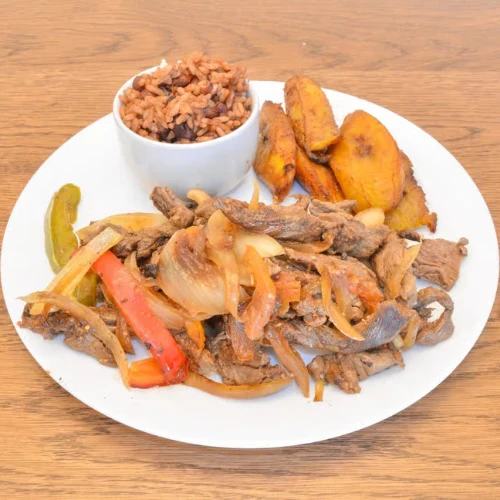 Pepper Steak - Savory steak cooked with peppers.